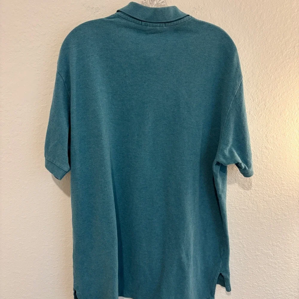 Polo Ralph Lauren Polo Shirt Mens XL Teal Green Short Sleeve Orange Pony Logo